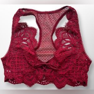 Victoria's Secret Womens  Red Dream Angels Lace Racerback Bralette Small